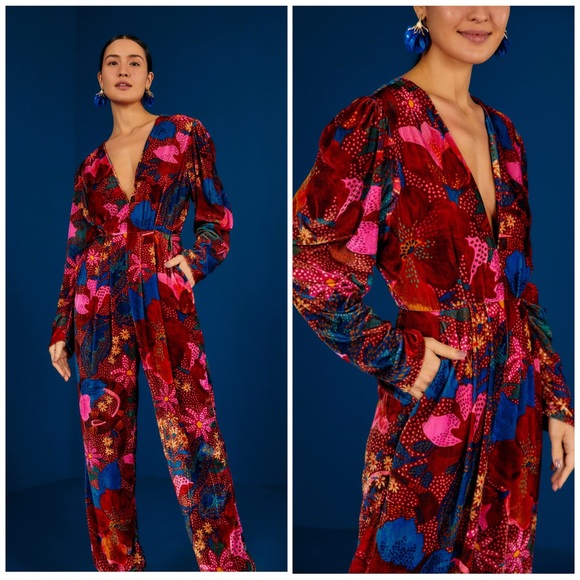 FARM Rio Pants - FARM RIO Snake Garden Red Jumpsuit NWOT